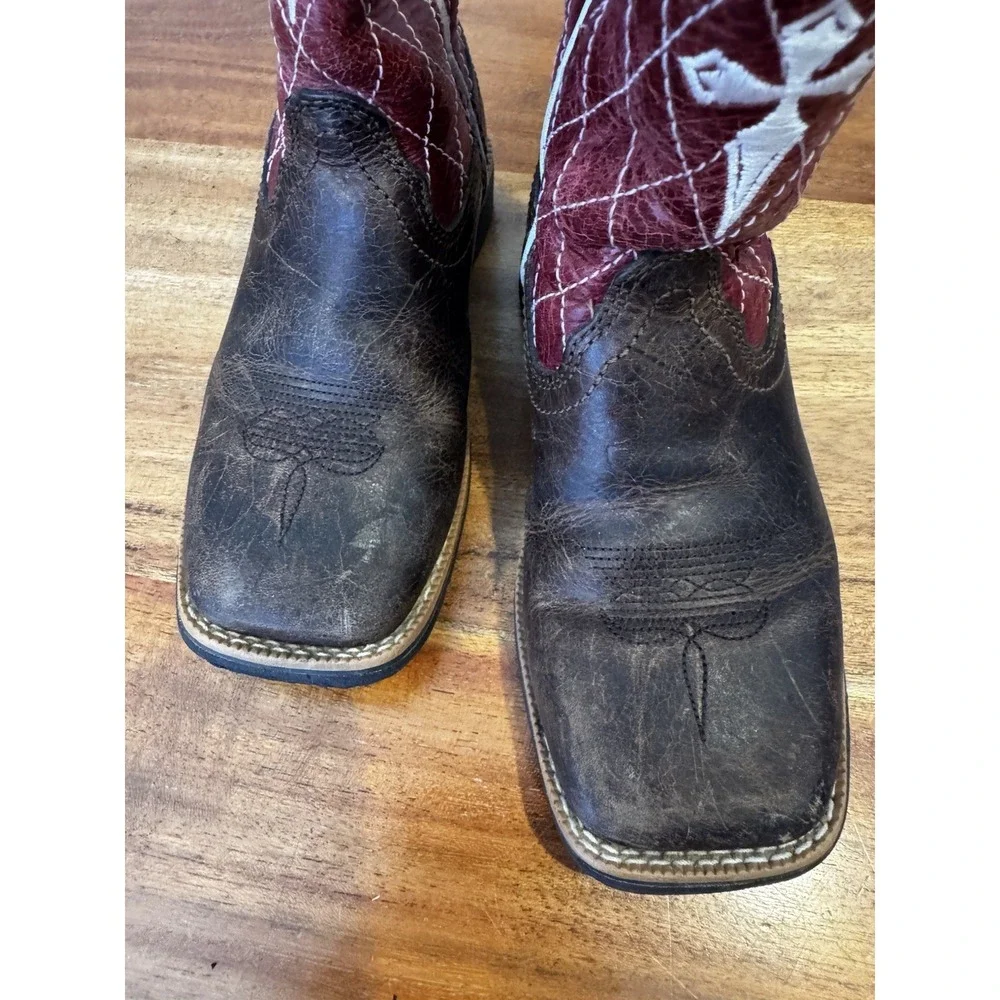 Twisted X Cross Boots Western Leather Red Brown Little‎ Boys 8.5 M